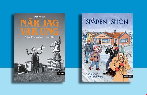 Omslagbilder till böckerna När jag var ung och Spåren i snön.