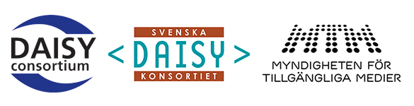 3 loggor: Daisy Consortium, Svenska Daisy Konsortiet och Myndigheten för tillgängliga medier